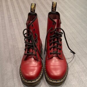Dr. Martens Women's Cherry Red Lace-Up 8-Eye Boots Women's 7, Men's 6